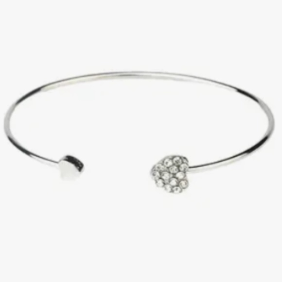 2 for $12 Adjustable Love Heart Silver and Gold-tone Bangle Bracelets for sale - Picture 6 of 15